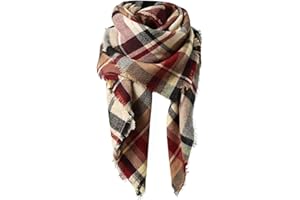 American Trends Womens Fall Winter Scarf Plaid Tassel Soft Warm Blanket Scarves Womens Shawl Wraps