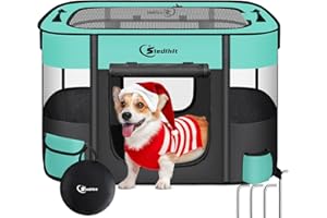 SIEDIHIT Dog Playpen,Cat Pet Puppy Pen,Portable Playpens for Dogs Indoor Outdoor Travel Camping Use,Foldable Dog Kennel Tent Crate for Rabbit Small Animals with Carrying Case and Tent Stakes (Green, Middle)