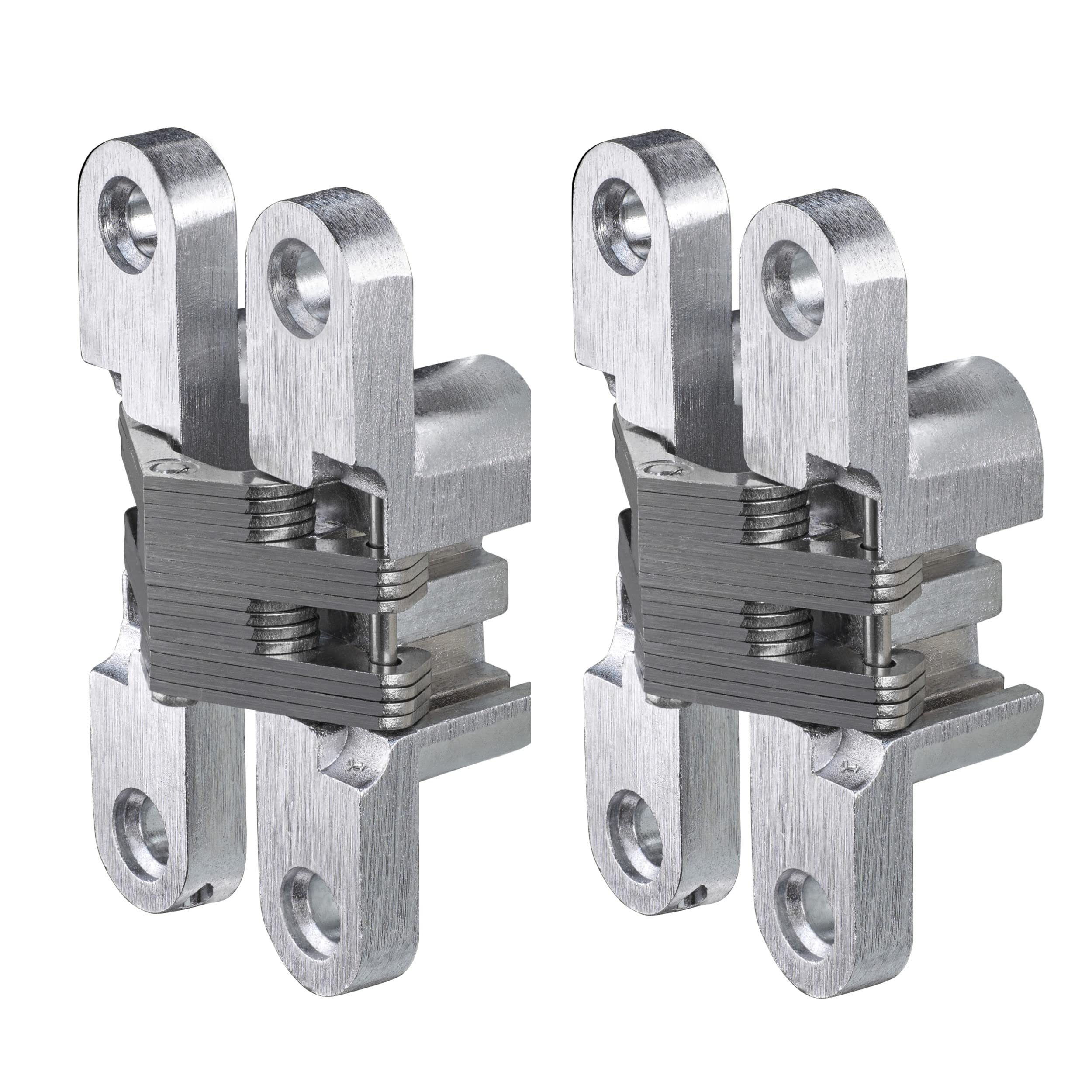 Gedotec Drill-in Hinge in Stainless Steel Look | 2 Pieces – Wooden Hinge Made of Metal | VICI | Nickel-Plated Brushed | 12 x 59 mm | for Screw Mounting | Opening Angle 180°