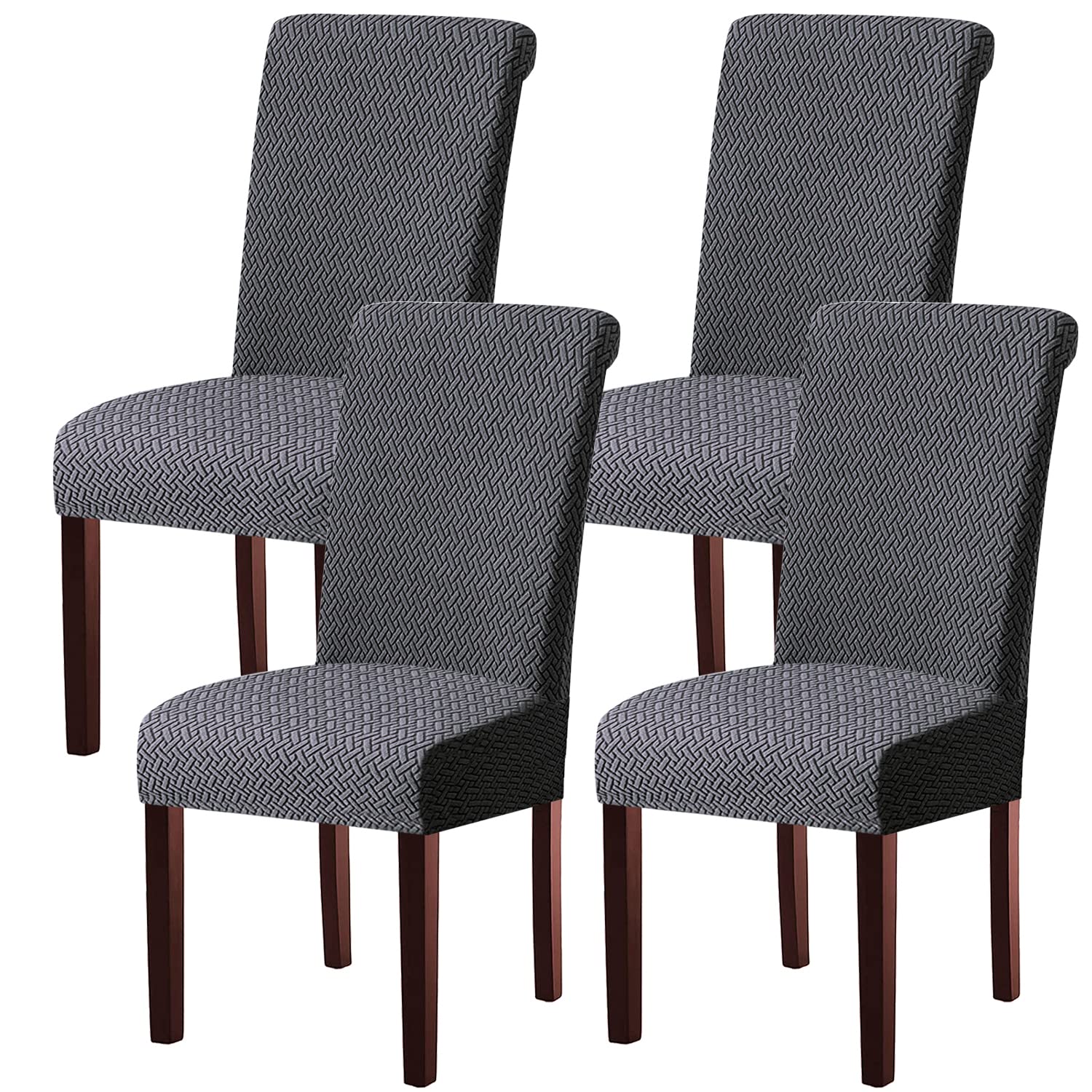 KELUINA Dining Room Chair Covers Slipcovers Set of 2 or 4 or 6, Stretch Removable Washable Dining Chair Protector Decoration Cover Seat Slipcover for Hotel,Kitchen,Home(Gray,4 Pcs)