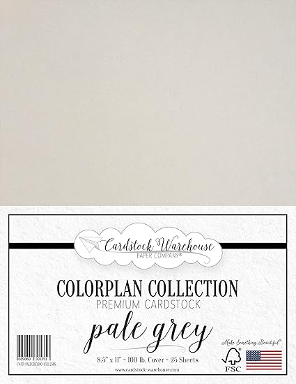 Pale Grey Cardstock Paper - 8.5 x 11 inch Premium 100 lb. Cover - 25 Sheets from Cardstock Warehouse