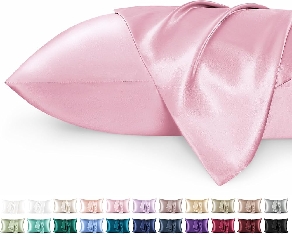Bedsure Satin Pillowcase Hair Rose Shadow 2 Pack Queen Standard 50x75 cm