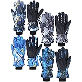 Fourluoo 4 Pair Mens Winter Ski Gloves Women Warm Waterproof Snow Gloves Adjustable Non Slip Mittens for Cold Weather