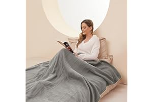 LADUNG Electric Heated Blanket 72"x84" Full Size Soft Fleece, 4 Heating Levels ＆ 10 Hours Auto Off Machine Washable -Grey
