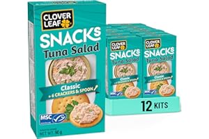 Clover Leaf Classic Tuna Salad Snack Kit - 90g, 12 Count - 7g Protein per Box - Pre-Mixed Flavoured Light Skipjack - Ready to
