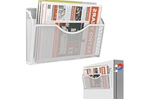 LQPAFZ Magnetic File Holder 1 Pockets File Folder Organizer, Office Hanging Magazine Rack for Refrigerator, White Board, No Drilling Paper Document Holder Mail Organizer for File Cabinets