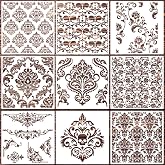 Damask Stencils for Walls Stencils for Painting Large Pattern 12inch | Damask Stencil Texture Mixed Medium Layering Templates for Painting on Wood Furniture Canvas Paper Fabric