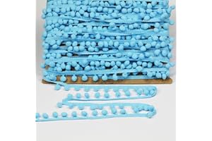 dlboboai Mini Pom Pom Trim Lace Polyester Small Round Ball Fringe Trim 18 Yards 12 mm Wide for Sewing Crafts Clothing Curtains Accessories Lampshade Home DIY Decoration (Blue,12mm/0.47 inch Wide)