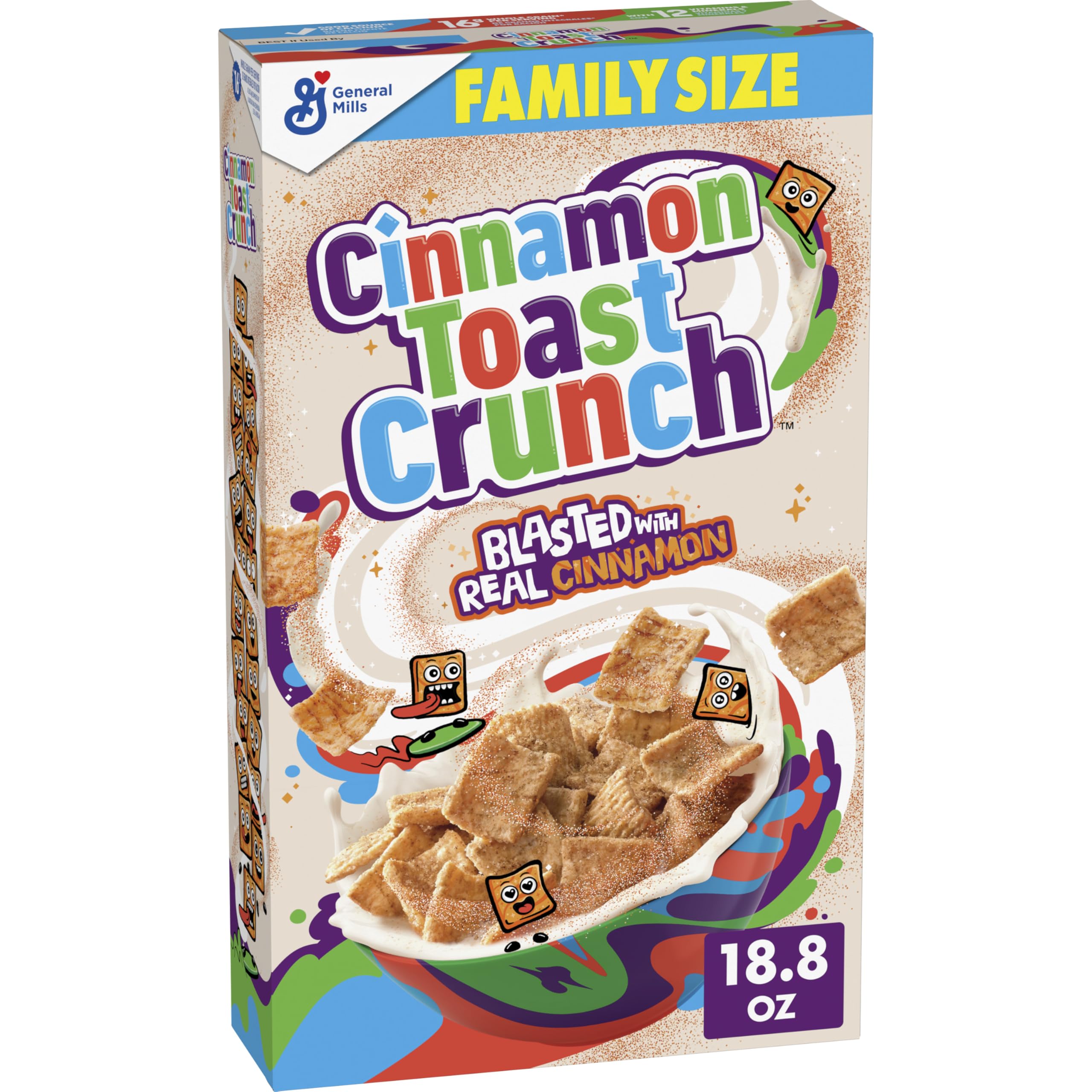Cinnamon Toast Crunch Breakfast Cereal, Crispy Cinnamon Cereal, Family Size, 18.8 oz