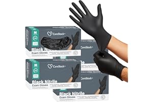 CareStock Black Nitrile Gloves Medium [250 Count] – 2 mil Thin Disposable Latex-Free Exam Gloves for Medical, Cleaning, Cooking, Food Prep – Ultra-Strong with Slip-Resistant Textured Grip