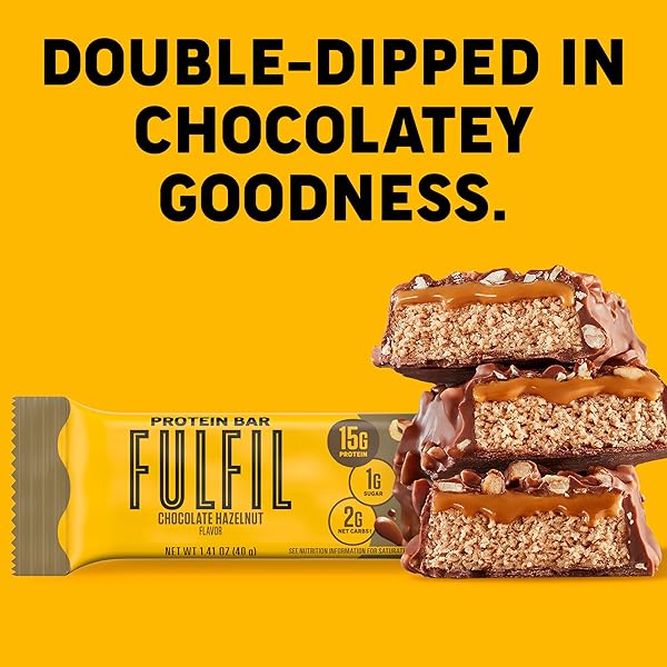 FULFIL PROTEIN SNACK BARS, CHOCOLATE HAZELNUT FLAVORED, GLUTEN FREE WITH 15G PROTEIN, PANTRY STAPLES, 12 COUNT