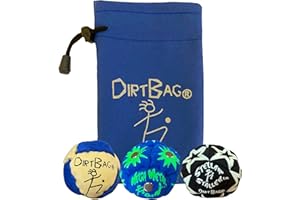 DIRTBAG All Star Footbag Hacky Sack 3 Pack with Pouch, 100% Handmade, Premium Quality, Bright Vivid Colors, Signature Carry Bag