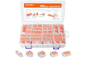 Kuject 150PCS Lever Wire Nuts Connectors Kit with 2/3/4/5 Conductor Combination, Electrical Lever Wire Connectors Push-in AWG