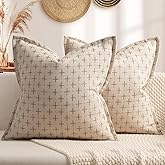 ZWJD Pillow Covers 18x18 Set of 2 Soft Polyester Textured Pillow Covers with Stylish Flange Edge Cozy Farmhouse Throw Pillows for Couch Bed Sofa Living Room