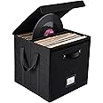 Amazon.com: Homward Vinyl Record Storage Box - 13 Inch Linen Fabric ...
