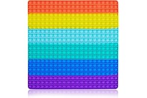 UimoKi 400 Bubbles Giant Pop Fidget Toys for Kids Teens Adults, Big Jumbo 16 inch Rainbow Square Sensory Toy Poppers for Kids 3-5 4-8 5-7 Boys Girls Birthday Gifts Party Favors Classroom Prizes