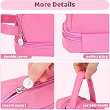 Alyvisun Large Capacity Pencil Case 3 Compartments Pink with Handle view 4