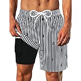 Olreco Mens Swim Trunks with Compression Liner 7" Quick Dry Mens Bathing Suit Men Swim Shorts Men Board Shorts Men's Swimwear