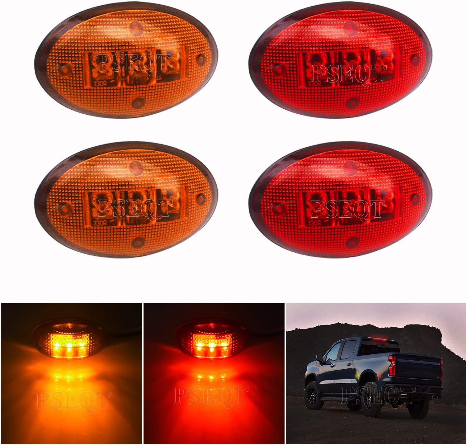 PSEQT Dually Bed Fender Side Marker LED Lights For Ford