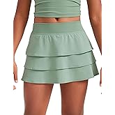 CRZ YOGA Girls Feathery-Fit Soft Ruffle Athletic Skirts - Tennis School Casual Skorts with Pockets Liner Kids Teen