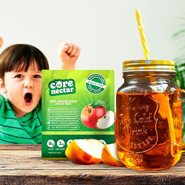 SUGAR FREE APPLE JUICE MADE WITH 100% JUICE; WORLD’S FIRST REAL APPLE JUICE WITH ALL SUGAR REMOVED FROM FRUIT; LIQUID & EASY TO DISSOLVE JUICE PACKS THAT SUPPORTS IMMUNITY & HYDRATION; 10 CT.