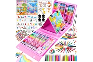 GOLDGE Art Supplies, 230 PCS+ Drawing Art Kit, Kids Art Set with Double Sided Trifold Easel, Colored Pencils, Crayons, Oil Pastels, Watercolor Pens, Coloring Book, Gifts for Girls Boys 4-12, Teens, Beginners