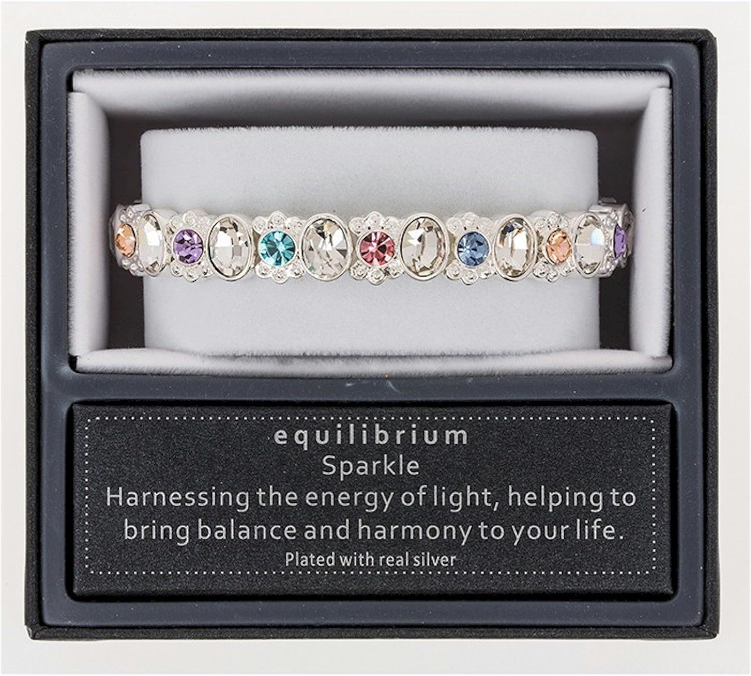 equilibrium Sparkling Multi Coloured Crystal Stretch Bracelet, Multicolour/Purple/Turquoise