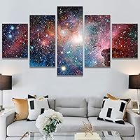SIGNWIN 5 Panel Canvas Wall Art Astronomy & Space Cosmic Decorative Elements Dramatic Multicolor Photography for Home Decorations Ready to Hang - 60