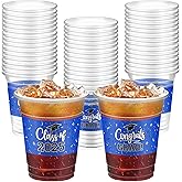 100 Pcs 16oz Graduation Party Plastic Cups, Grad Disposable Cups for Class of 2025 Graduations, PET Cup Tableware Bulk for 2025 High School College Graduation Grad School Party Supply Decor (Blue)