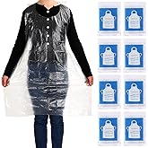 JULMELON Large Disposable Aprons, 100 PCS 23.6 x 37.4 Inches Clear Plastic Smocks Waterproof Plastic Aprons for Adults Painting Cooking Picnic Party Supplies