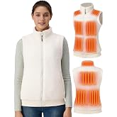 Topdot Women's Fuzzy Sherpa Fleece Heated Vest, 10 Zones, 16000mAh Battery | Plush sherpa fleece, soft brushed heated collar, durable SBS zippers, UL certified battery, machine washable, gift ready