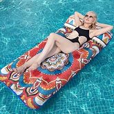 WERNNSAI Oversize Pool Floats Lounge for Adults 74" x 37.4" Extra Large Inflatable Pool Raft with Headrest Fabric Covered Multi-Purpose Pool Floaties for Summer Pool Party Lake Beach
