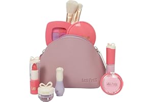 Litti Pritti Toddler Makeup Kit - Pretend Make up 11-Piece Play Makeup Set for Little Girls Age 3 and Up - Kids Cosmetic Bag Includes Brushes, Lipstick, Nail Polish - Pretend Play Toddler Girl Toys