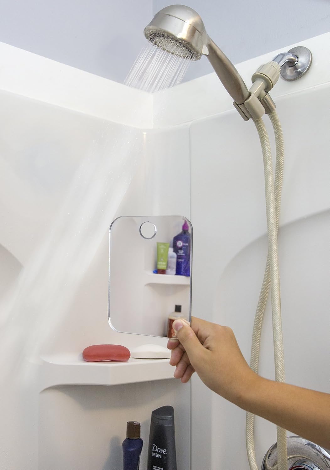 The Shave Well Company Fog-Free Travel Mirror for Shaving | Fogless Bathroom Mirror with Removable Wall Suction | Small, Portable, Handheld for Makeup: Home & Kitchen