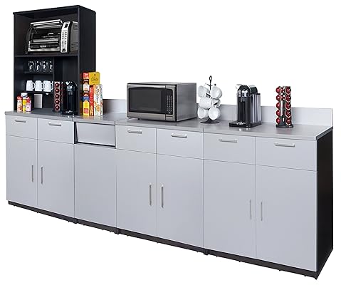 Coffee Break Room Cabinets Model 6141 Espresso/Silver, 5 Pieces