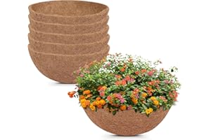 GreatBuddy 6 Pcs Coconut Hanging Basket Liners 12 Inch, Sturdy Round Coco Liners for Planters, Perfect Replacement for The Old, 100% Natural, Easy to Straighten Out