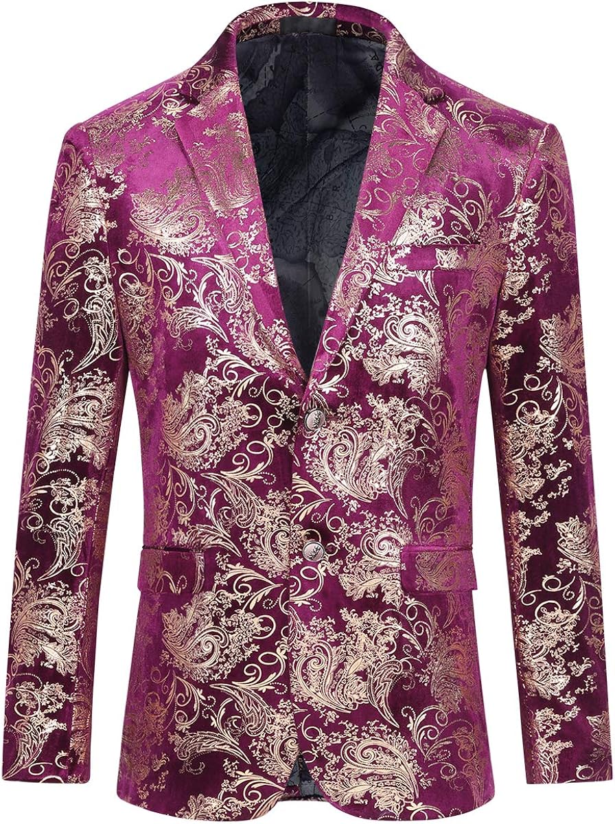 Men's Dress Floral Suit Notched Lapel Slim Fit Stylish Blazer Dress Suit at  Men’s Clothing store