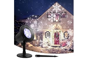 ANBORZEST Christmas Projector Lights Outdoor, Christmas Snowflakes Projector Lights, Snowfall Projector LED Lights Waterproof Projector Decorating Stage Light, Indoor Holiday Party Garden Landscape