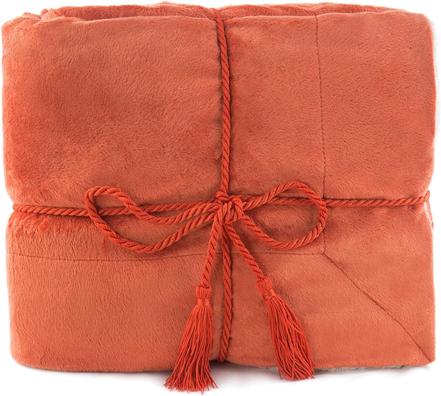 Simplicity Faux Fur Luxury Sherpa Throw Blanket,Orange