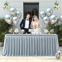 Partisky Gray Polyester Table Skirt for Rectangle