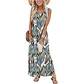 WIHOLL Maxi Dress Summer Dresses 2026 Beach Vacation Clothes Sleeveless Sundresses with Pockets Boho S-3XL