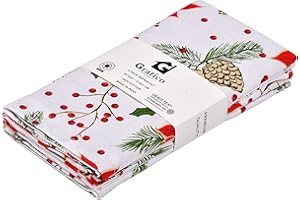 Gratico Christmas Dinner Napkins Pine Cone Print Cloth Napkins Set of 4 Christmas Color Dinner Napkins 20x20 Inches 100% Cotton Dinner Napkins Over Sized Cloth Napkins with Mitered Corners Dinner