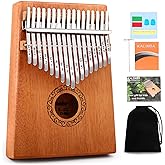 Kalimba Thumb Piano, YUNDIE Portable 17 Keys Mbira Finger Piano with Tune Hammer and Instruction,Musical Instruments Birthday Gift for Adult Beginners Professional(Brown)