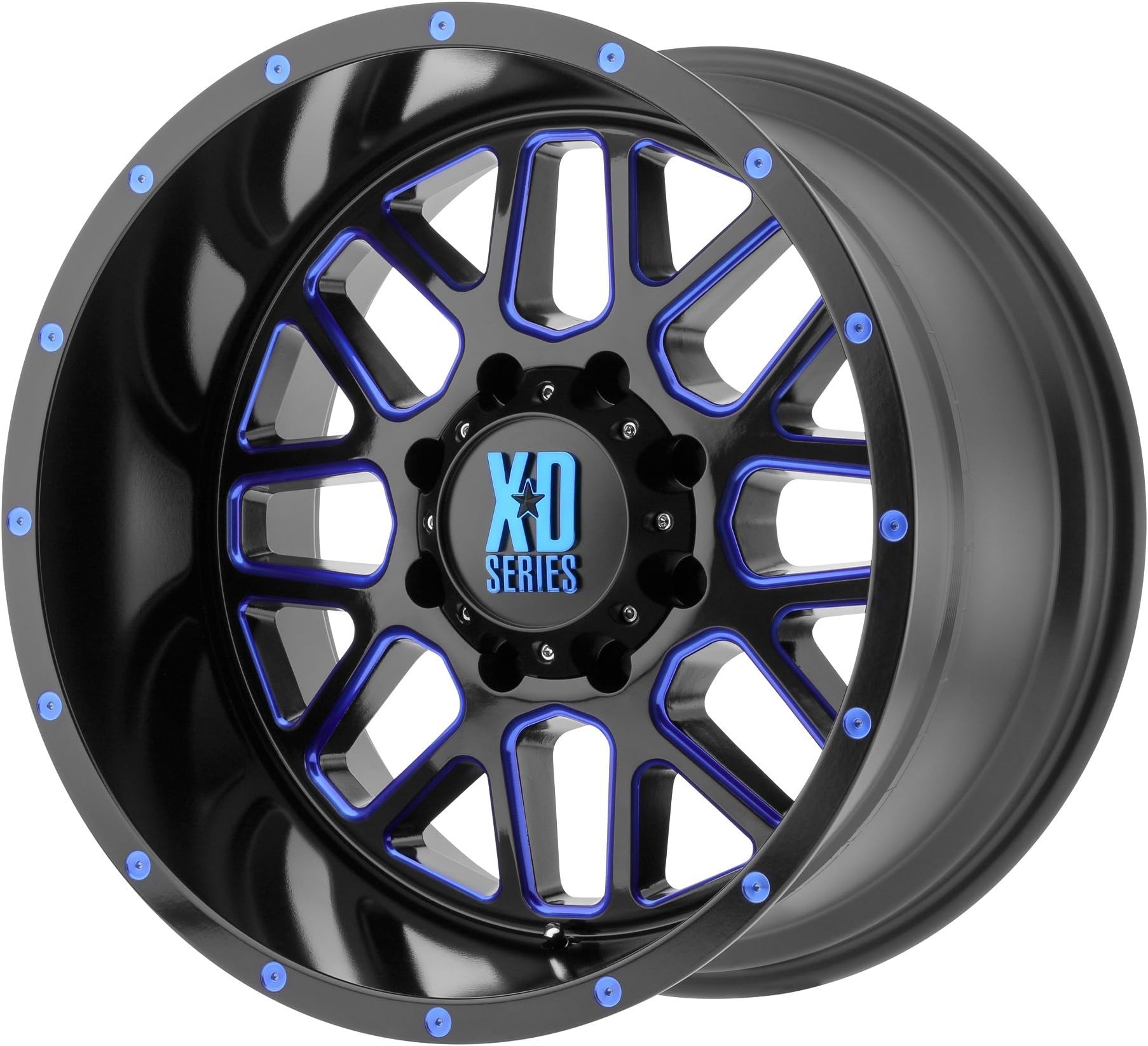 XD XD820 20x9 6x5.5 18mm Black/Milled/Blue Wheel Rim 20" Inch