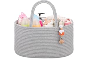 COMSE Baby Diaper Caddy Organizer, Car Caddy, Diaper Change Organizer, Gift Baskets Empty, Portable Tote Bag with Divider, Baby Shower Gifts Newborn Essentials Registry Must Have, Cool Gray