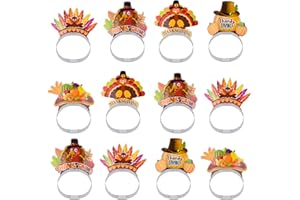 ASTARON 12 Pieces Thanksgiving Headbands for Thanksgiving Decorations, Thanksgiving Turkey Headbands for Thanksgiving Dinner Decor Thanksgiving Party Supplies