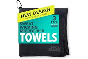 SweatBlock Microfiber Sweat Absorbing Handkerchiefs for Face Hands and Body 15x15 Inch 3 Pack Black Reusable and Machine Washable Towels for Gym Sports Workouts Travel or Daily Use for Men and Women