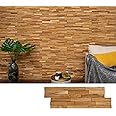 WoodyWalls 3D Wall Panels | Wood Planks are Made from 100% Teak | Each Wood Panel is Handmade and Unique | Premium Set of 10 3D Wall Decor Panels | DIY Wood Panels (9.5 sq.ft. per Box) Natural Teak