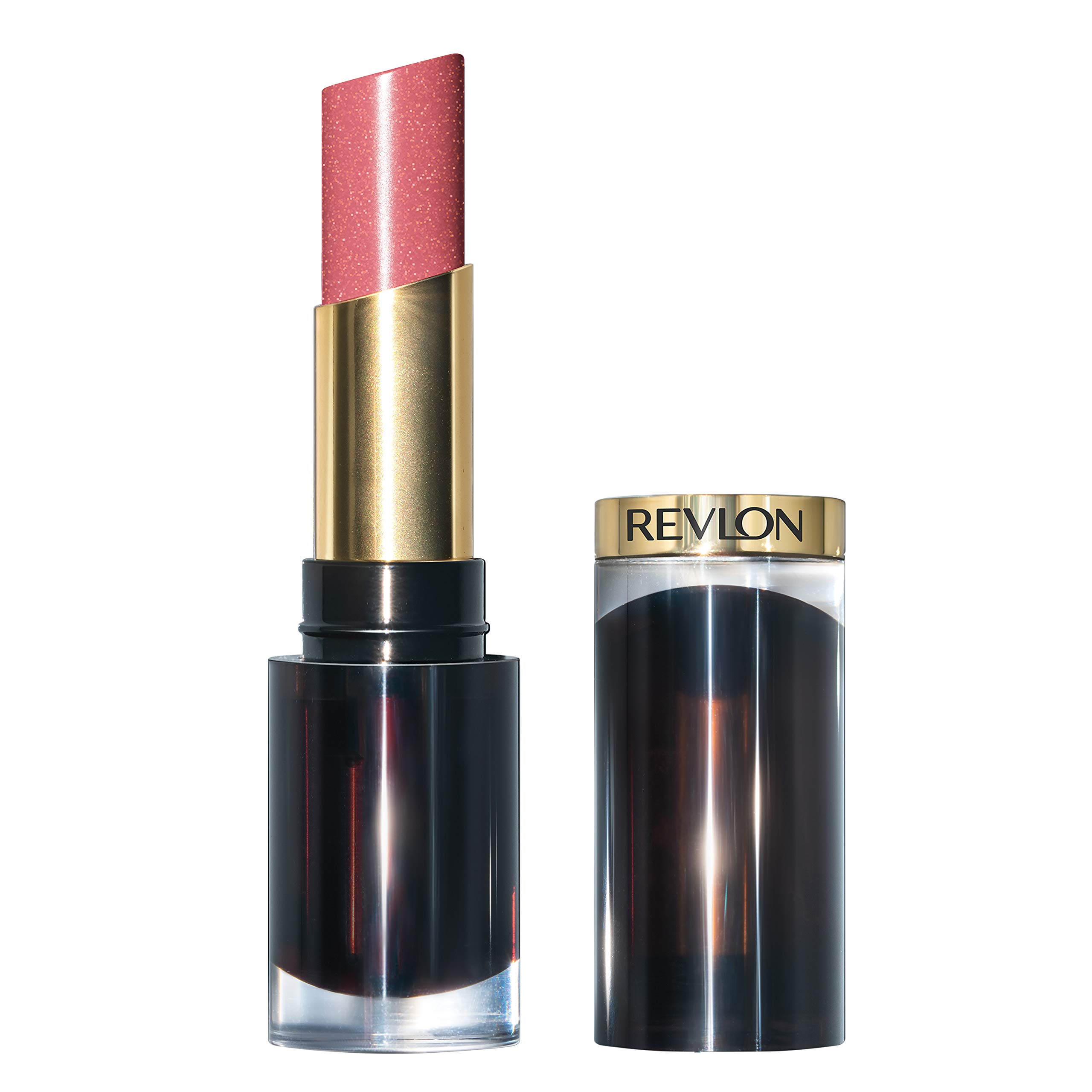 Revlon Super Lustrous Glass Shine Lipstick, Flawless Moisturizing Lip Color with Aloe, Hyaluronic Acid and Rose Quartz, Beaming Strawberry (002)
