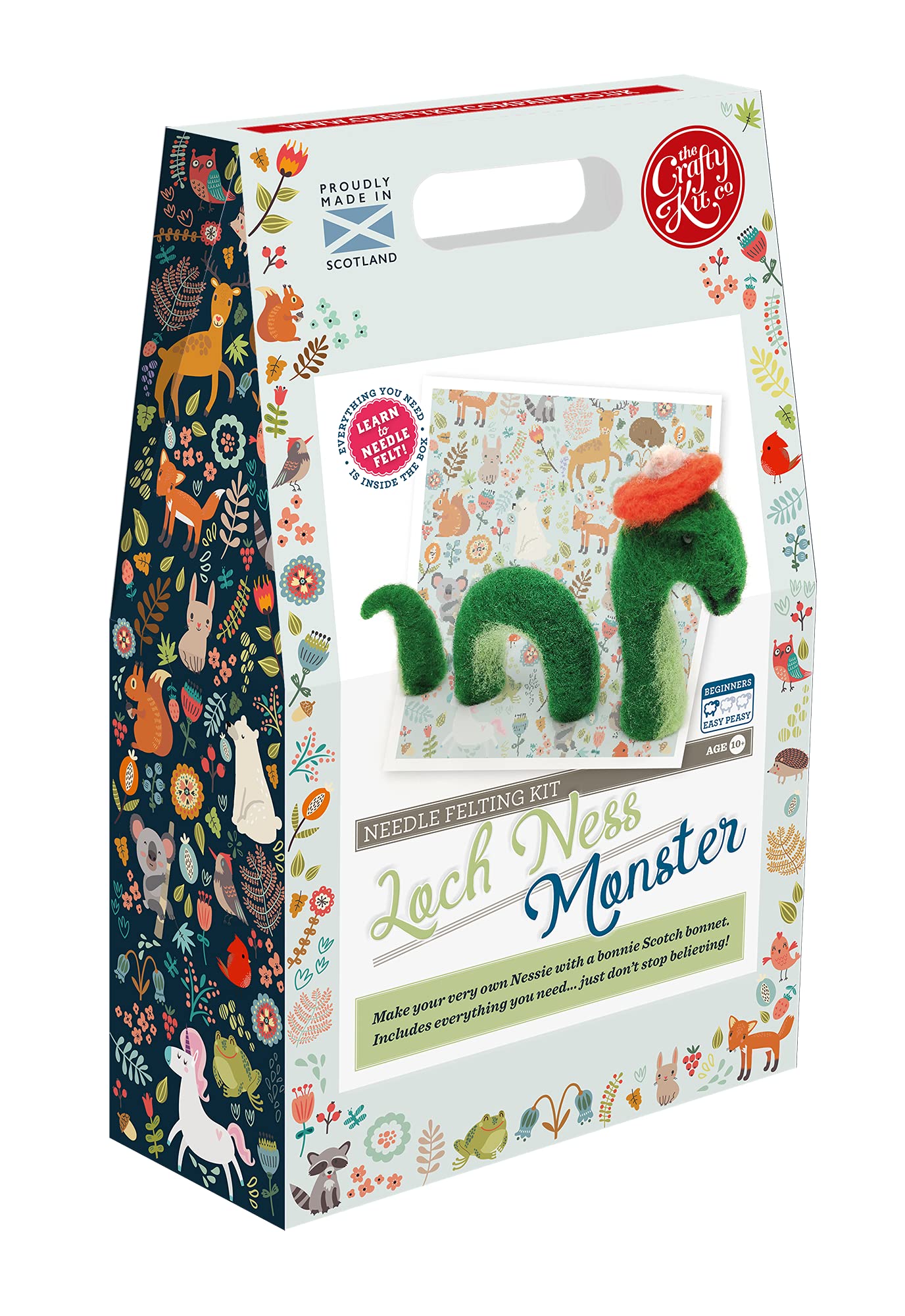 Loch Ness monster Needle Felting Kit Containing 100% wool, Felting Needles, High Density Felting Sponge, Pipe Cleaners, Glass Eyes and Clear Colour Instructions